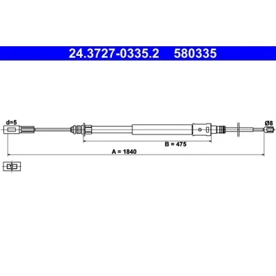 Bild av ATE 24.3727 0335.2 Câble De Frein 1840 CITROËN: C5 II 5 portes, I Break