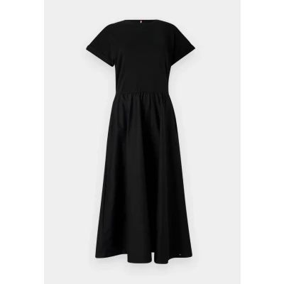 Bild av Tommy Hilfiger dam modern Cody MIDI mix F&amp;F DRS WW0WW46711 utsvängd klänning, svart (svart), XS, XS