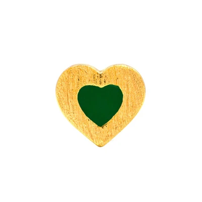 Bild av LULU Copenhagen Color Heart Örhänge Goldplated/Green 7 mm x 6