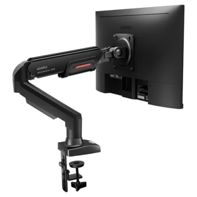 Bild av KOORUI KR20Y monitorhållare för platta och böjda skärmar, VESA 75 100 mm bordshållare, justerbar höjd med lutningar, vridning, ökad lastkapacitet på 29 kg