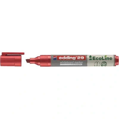 Bild av edding 29 Ecoline whiteboardmarker röd låda med 10 pennor snedskuren spets 1 5 mm torkas bort utan vatten för whiteboard, blädderblock, anslagstavla, memo tavla sketcher går att fylla på