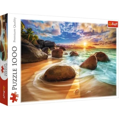 Bild av Trefl Pussel Indien 1000 Bitar Strandutsikt Solnedgång, Strand, Asien, Sol Gör Det Själv Kreativ Underhållning Present Kul Klassiska För Vuxna Och Barn Från 12 År