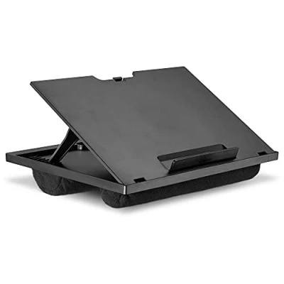 Bild av Navaris laptopbricka justerbar knäbricka för bärbar dator, laptopstativ, med kudde, laptopbord, ritbordsbricka, soffa blå