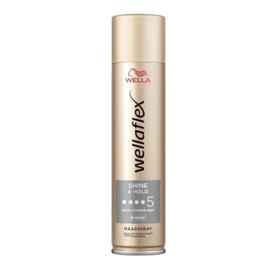 Bild av Wellaflex Shine &amp; Hold hårspray För kvinnor Upp till 48 timmar Extremt starkt grepp lyxig, naturlig glans mild mot hårbotten, dermatologiskt testad Vegansk formel stadga 5 250 ml