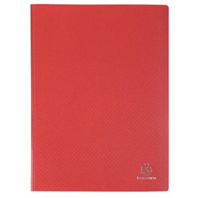 Bild av Exacompta Ref 8835E 1 OPAK dokumentmapp 30 släta kristallklara fickor 60 vyer för A4 format mått 24 x 32 cm halvstyvt polypropenhölje färg röd