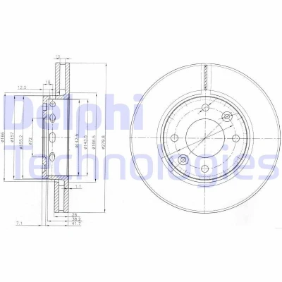 Bild av DELPHI BG3800 Disque de frein 280 26 4 ventilé huilé non traité sans roulement roue, bague ABS KIA: CARENS 2