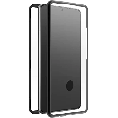 Bild av Black Rock Fodral 360 graders glasfodral lämplig för Samsung Galaxy S21 FE 5G I mobilskal, magnetlås, transparent (transparent med svart ram)