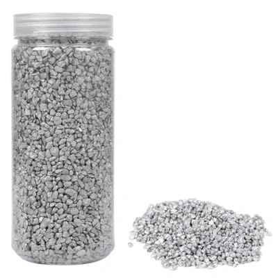 Bild av HEKU grovkornig dekorativt granulat I silver, ca 750 g mångsidig användning perfekt för bröllop och pysselprojekt återförslutningsbar burk