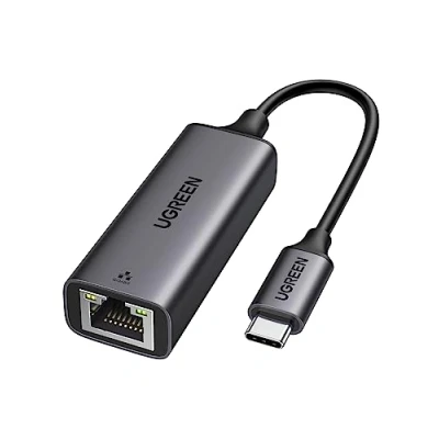 Bild av UGREEN USB C RJ45 Ethernet Adapter 1000 Mbps Kompatibel med iphone 16 Pro Max, Thunderbolt 3 Mac Galaxy S21 Huawei P40 Dell XPS 15 etc（Svart）