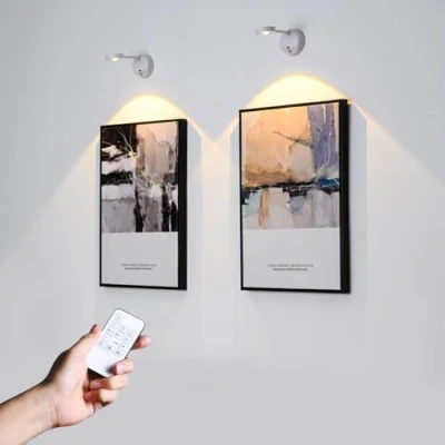 Bild av Vicloon vägglampa inomhus, 2 st LED med 3 färglägen, uppladdningsbar dimbar, 360 roterande inomhusvägglampa USB laddning, sovrum
