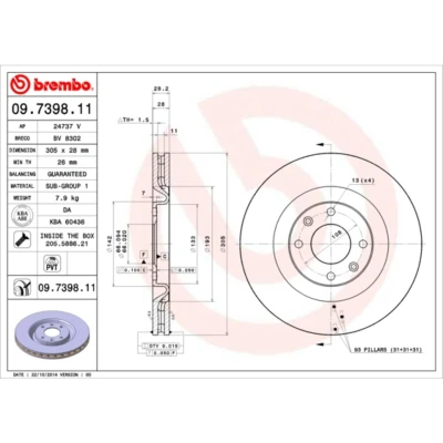 Bild av Bromsskiva BREMBO 09.7398.11