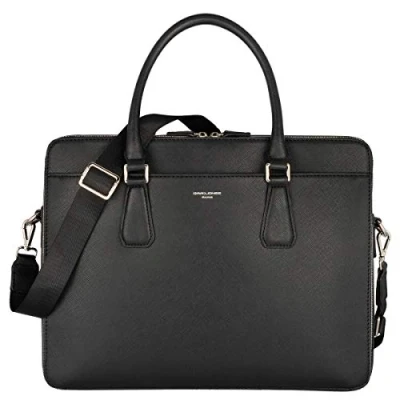 Bild av David Jones Herr Portfölj Business Väska 13 Tum Bärbar Laptopväska Dator PU Läder Arbetsväska Kontorsväska A4 Män Handväska Axelväska Messenger Svart