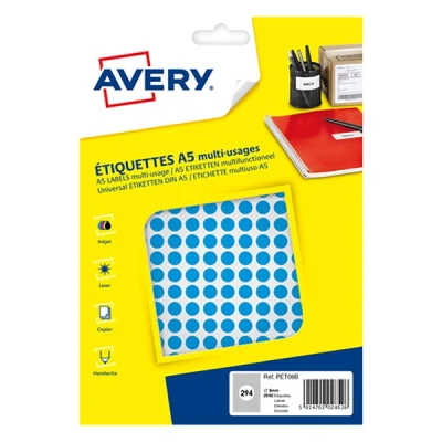 Bild av AVERY Fodral med 2940 självhäftande blå pellets, diameter 8 mm