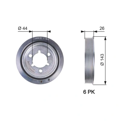 Bild av GATES TVD1055 Poulie Damper 143 sans accessoires FleetRunner Micro V Stretch Fit PEUGEOT: 206 SW, 3/5 portes, 307 portes