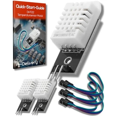 Bild av AZDelivery 3 x DHT22 AM2302 Temperatursensor och Fuktgivare med Kretskort Kabel kompatibel Arduino Raspberry Pi inklusive en E Book!