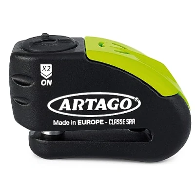 Bild av Artago 30X14 Motorcykellås Bromsskivlås Alarm Don&#039;t Touch 120 dB hög kvalitet, ø14 dubbellåsning, Sold Secure Gold SRA homologated, Bunker Selection, svart/gul, 14 mm