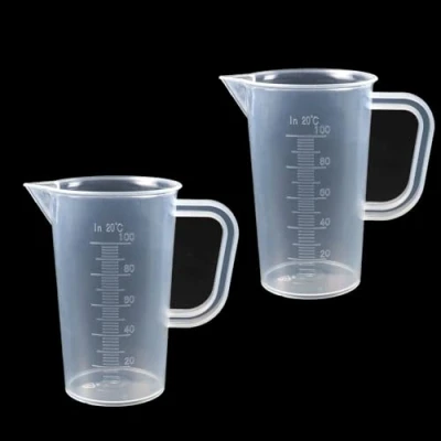 Bild av mätkopp 100 ml, 2 stycken minimätkoppar måttbägare liten gjord av precisionsmätkopp med värmebeständig littermått, för laboratoriekök olja kök