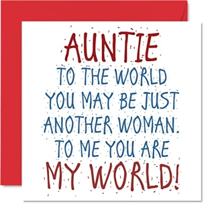 Bild av Härliga födelsedagskort till moster Auntie You Are My World grattis på från brorsdotter eller brorson, faster födelsedagspresenter, 145 mm x födelsedagskort, gratulationskort present kvinnor