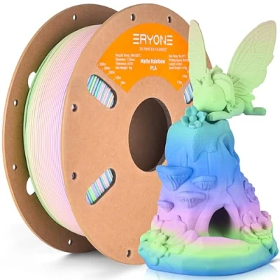 Bild av ERYONE Matta PLA 3D skrivare, filament 1,75 mm, mått +/ 0,03 1 kg spole, matt regnbåge akvarell