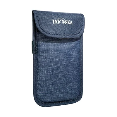 Bild av Mobiltelefonskal Tatonka smartphone fodral XL (15 x 8 cm) runt vadderat skyddsfodral för mobiltelefon med kardborreband innermått: 15 cm (marinblå)