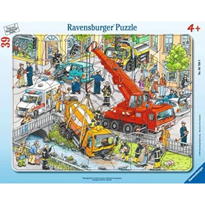 Bild av Ravensburger Barnpussel 06768 räddningsinsats ramppussel för barn från 4 år, med 39 delar, blågrön