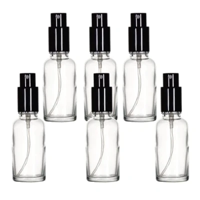 Bild av Yizhao Transparent Sprayflaska Glas 30ml, med Liten Fin Dimma spray, Metalllock, Påfyllningsbara för Eterisk Olja, Resa, Rengöring, Parfym, Aromaterapi, Mmakeup 6 Stycken