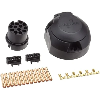 Bild av JAEGER 72400021 Prise de remorque 12 13 Matière plastique avec contacts, Raccord latéral, Sortie au milieu ISO 11446