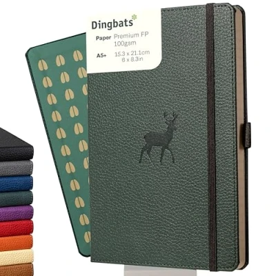 Bild av Dingbats* Wildlife A5 Green Deer Notebook Dotted