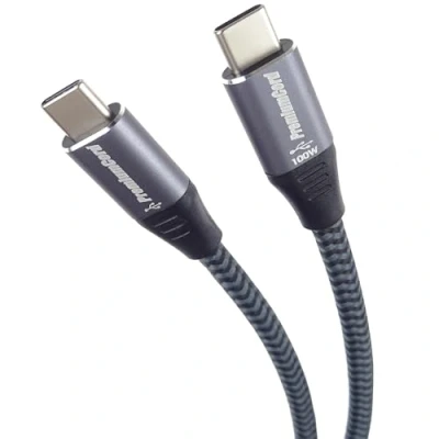Bild av PremiumCord USB C anslutningskabel, laddkabel upp till 5 A/100 W, datakabel 480 Mbit/s, typ kontakt, färg grå, längd 2 m