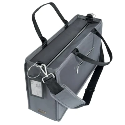 Bild av SIGEL BA413 Desk Sharing Bag L, för mobilt arbete, mycket god stabilitet, vattentät, med dragkedja, axelrem, bärbara datorer upp till 17,3 tum, mörkgrå, 50 x 28 15 cm