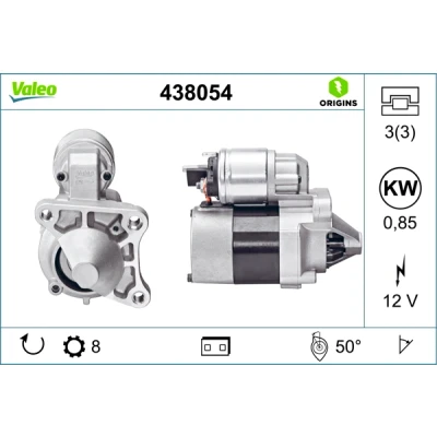 Bild av VALEO NEW ORIGINAL PART 438054 Démarreur 12 0,85 8 RENAULT: CLIO 2, Kangoo I, Scénic 1