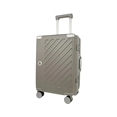 Bild av JLY 100% polykarbonat blixtlåsfritt bagage, dubbla TSA lås hårt skal resväska med 4 spinner hjul, aluminiumhandtag, kabinväska, flygrutig (Kaki Grå, S (54.5cm 34L))