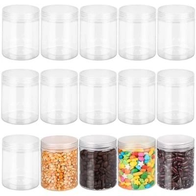 Bild av Belle Vous 15 Pack Klara Plast Förvaringsbehållare med Lock 240 ml Runda Tomma BPA Fria Påfyllningsbara Behållare för Slime, Torra Kökskryddor, Mat, Frukt och Resor