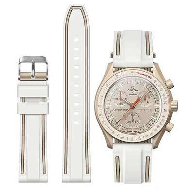 Bild av BONACE klockarmband för Omega X Swatch MoonSwatch/Rolex Watch/SEIKO Watch 20 mm, ersättningsrem Moonswatch Speedmaster, armband med snabbfrigöring, mjuk silikonrem Swatch, män och kvinnor, 20mm