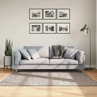 Bild av vidaXL matta långluggad modern beige 160x160 cm, inomhusmatta, golvmattor, för golvvärme, golvmatta, inomhusmattor, mattor golvvärme