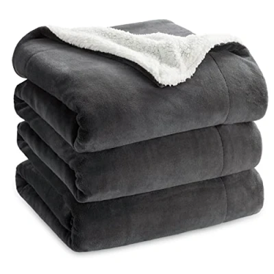 Bild av Sängsäck Vändbar flanell/Sherpa filt 220x240cm 135/150 av 100% extra mjuk mikrofiber Violett plysch