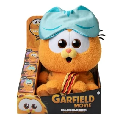Bild av ANIMAGIC Baby Garfield integrerat husdjur för barn från 3 år mjuk Cat Plush ät och sova Sensorisk upplevelse