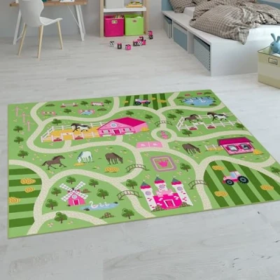 Bild av Paco Home Barnmattor, Stora mattor för Barnrum med olika Designer Lekmattor Färgglada, Storlek:140x200 cm, Färg:Flerfärgad 2