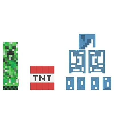 Bild av Minecraft Diamond Level Creeper 14 cm samlarbar actionfigur med gjutjärnstillbehör Samlarleksakspresent för vuxna fans och barn 6 uppåt, HLL31