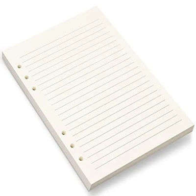 Bild av A5 linjerat papper, påfyllningspapper, fyllningspapper, 6 hål stansade, påfyllningar för Filofax planerare pärm journaler anteckningar, 8 mm löst bladpapper, 80 ark/160 sidor, 14 x