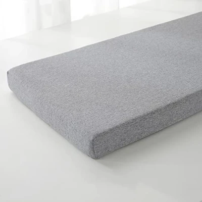 Bild av Hruile Bänk kudde dyna 80/100/120/150/160/180/220/260 cm halkfria inomhusmöbler kuddar lång stoldyna, uteplats, matsal, sittdyna, dyna, ryggstöd madrass med fästband, 120 x 40 5 cm, grå