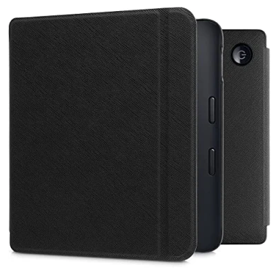 Bild av kwmobile fodral kompatibelt med Kobo Libra 2 magnetiskt flikfodral läsplatta eReader konstläder svart