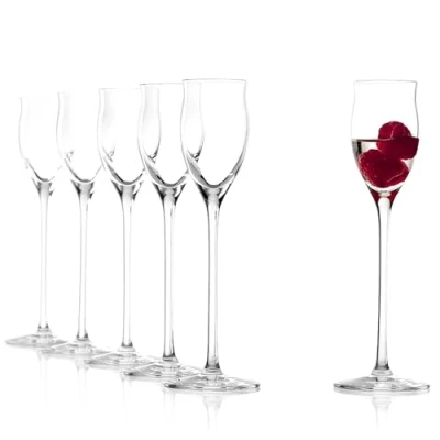 Bild av Stölzle Lausitz Quatrophil likörglas set om 6 I 65 ml idealiska för sprit och diskmaskinssäkra snapsglas med handtag stöttåligt snapskelett av kristallglas