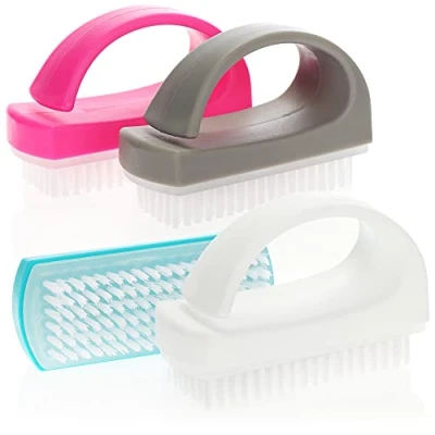 Bild av COM FOUR® 4x Handborste Spikborste med handtag Rengöringsmedel för hemmet Handtvättborste Rengöringsborste i blått, vitt, rosa och grått (04 bitar färgblandning 3)