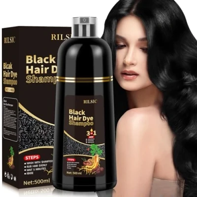Bild av Hårfärgningsschampo 3 i 1, Hair Color Shampoo in 1 for Grey Hair, Dye Shampoo, Hårfärgning på några minuter för Män och Kvinnor (svart)