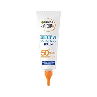 Bild av Garnier Avancerat skyddsserum för känslig hud, SPF 50 +, vattentålig, med x2 Ceramider, bärnstenssolaire, 125 ml