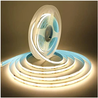 Bild av Tesfish LED Remsa COB, DC 12V 5 Meter Strip 320 LEDs/M Totalt 1600 LEDs Naturvitt 4000K Neonljus Flexibel Superljus Ljus för Fest, Disk, Hylla, Hemdekoration