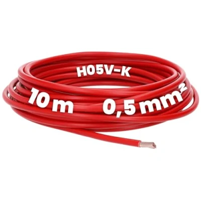 Bild av Kalitec 10 meter H05V K 0,5 mm² rödI kabel 0,5mm2 som kablage I flexibel PVC ledarkabel fåtrådig kopplingskabel