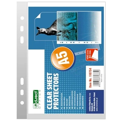 Bild av D.RECT Broschyrfickor A5 genomskinliga fodral dokumentfodral 50 µm/mic/mikron tjocklek: 0,05 mm 100 st. folieförpackning transparent glasklar filmer folie