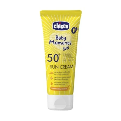 Bild av Chicco Solkräm SPF 50+, lämplig för barn, vattentålig, bra skydd mot UVA, UVB och infrarött, 0 månader +, 75 ml